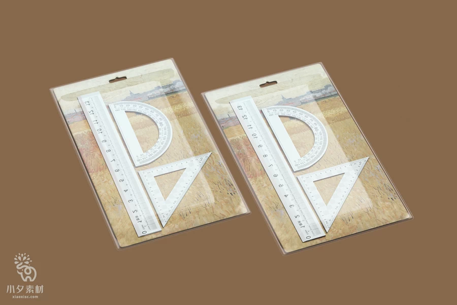 油画文创卡片笔刷贴纸尺子文具智能贴图样机模板PSD分层设计素材【003】